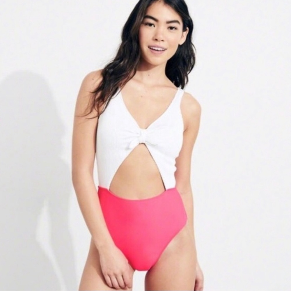 HOLLISTER SWIM One Piece Tie Cut Off Swimsuit S
